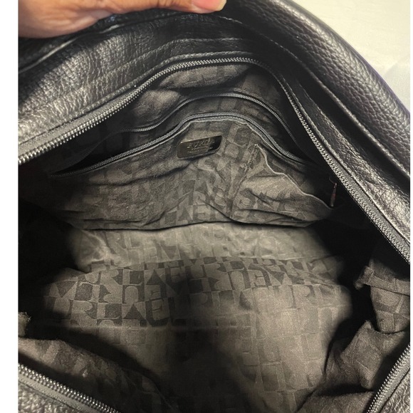 Furla Black Pebbled Leather Tote Bag Silver Chain Shoulder Strap Slouchy Hobo - Picture 12 of 15